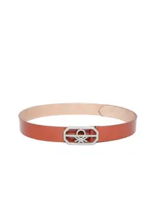 United Colors of Benetton Men Brown Leather Solid Belt