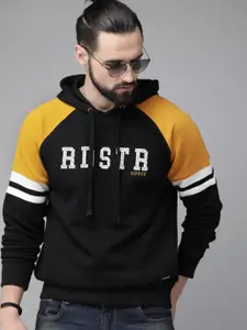 The Roadster Lifestyle Co Men Black Printed Hooded Sweatshirt