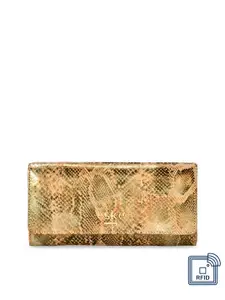 Eske Women Metallic-Toned Solid Leather Three Fold Wallet