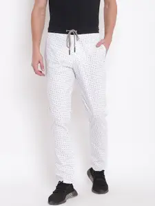 Sweet Dreams Men White & Navy Blue Printed Track Pants