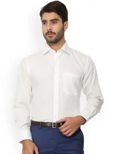 Louis Philippe Permapress Men White Regular Fit Solid Formal Shirt