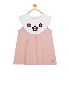 Cherry Crumble Girls Pink Colourblocked A-Line Top