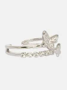 Ferosh White Butterfly Stone-Studded Ring