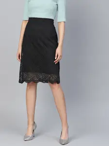 Athena Black Lace A-Line Skirt