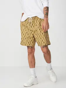 COTTON ON Men Mustard Yellow Printed Regular Fit Regular Shorts