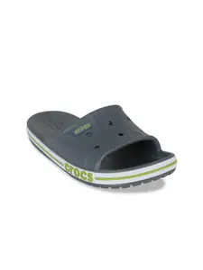 Crocs Men Grey & White Solid Sliders
