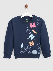 YK Disney YK Disney Girls Navy Blue Printed Minnie Sweatshirt