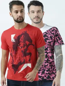 Huetrap Men Pack of 2 Printed T-shirts