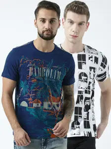 Huetrap Men Pack Of 2 Printed Round Neck T-shirt