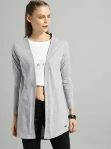 The Roadster Lifestyle Co Women Grey Solid Open Front Shrug