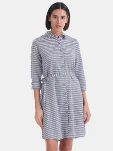 U.S. Polo Assn. Women Blue & White Striped Shirt Dress