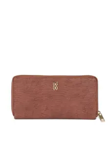 Baggit Women Rose Gold-Toned Textured Zip Around Wallet