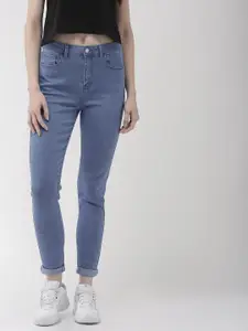 FOREVER 21 Women Blue Mid-Rise Clean Look Stretchable Jeans