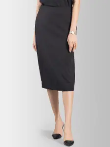 FableStreet Women Black Solid A-Line Skirt