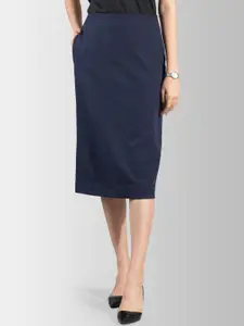 FableStreet Navy Blue A-Line Skirt With Back Slit