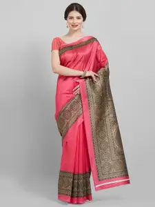 Saree mall Pink & Beige Art Silk Solid Saree