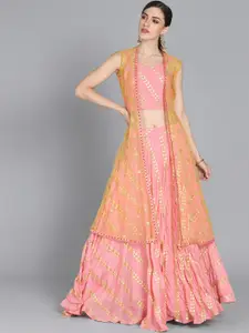 Ethnovog Pink  Golden Made to Measure Lehenga with Blouse