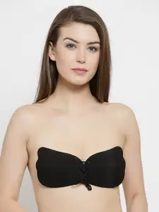 PrettyCat Black Solid Non-Wired Lightly Padded Push-Up Bra