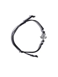 OOMPH Black & Silver-Toned Tortoise-Shaped Threaded Anklet