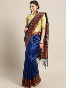 Saree mall Blue & Maroon Striped Saree