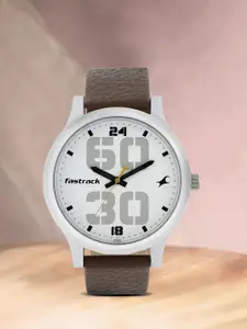 Fastrack Men White Analogue Leather Watch