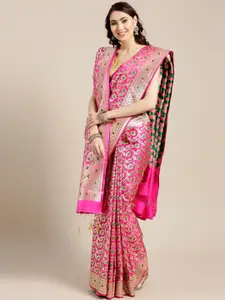 Chhabra 555 Magenta & Golden Woven Design Banarasi Saree with Dupatta