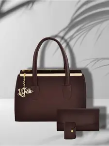 LaFille Brown Pack of 3 Solid Handbags
