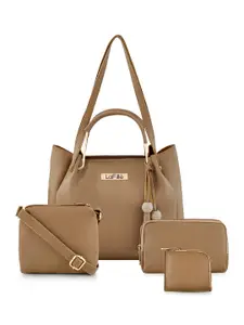 LaFille Beige Pack of 4 Solid Handbags