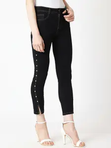 Miss Chase Women Black Skinny Fit High-Rise Clean Look Cropped Length Jeans