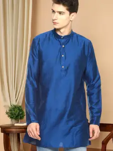TATTVA Men Navy Blue Solid Straight Kurta