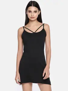 Inner Sense Women Black Organic Cotton Anti-microbial Sustainable Nightwear Slip Dress