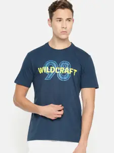 Wildcraft Men Blue Printed Round Neck Pure Cotton T-shirt