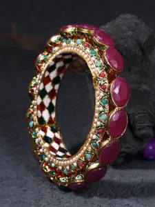 Adwitiya Collection Multicoloured 24K Gold-Plated Artificial Stone-Studded Bangles