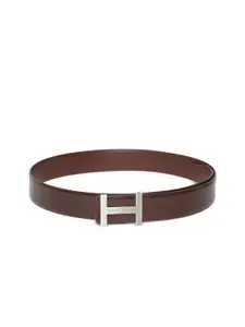 Tommy Hilfiger Men Coffee Brown Leather Textured Belt