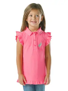 Cherry Crumble Girls Magenta Solid Embroidered Top