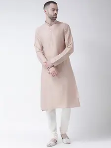 KISAH Men Beige Solid Straight Kurta