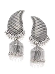 justpeachy Silver-Toned Quirky Jhumkas