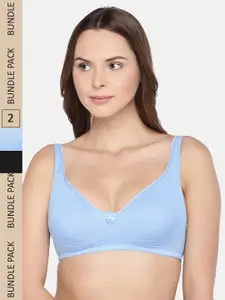 Inner Sense Women Organic Cotton Antimicrobial Sustainable Side Support Bra (Pack of 2) ISB057