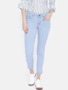 People Women Blue Slim Fit Mid-Rise Clean Look Stretchable Jeans