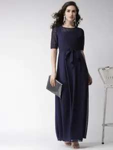 La Zoire Women Navy Blue Solid Maxi Dress