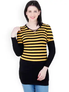 Camey Black & Yellow Printed Sweater