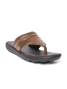 San Frissco Men Brown Leather Comfort Sandals