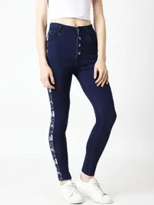 Miss Chase Women Navy Blue Skinny Fit High-Rise Clean Look Jeans