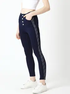 Miss Chase Women Navy Blue Skinny Fit High-Rise Clean Look Jeans