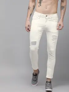The Roadster Lifestyle Co Men White Skinny Fit Mid-Rise Mildly Distressed Stretchable Jeans