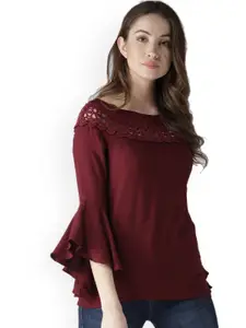 Style Quotient Women Maroon Solid Top