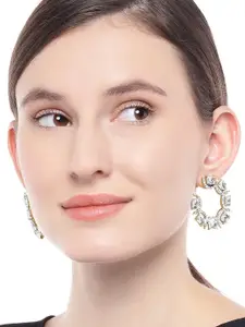 OOMPH White  Gold Plated Cubic Zirconia Handcrafted Oversized Studs