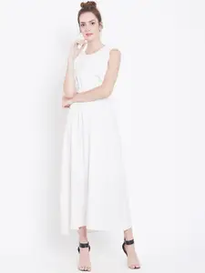 DODO & MOA Women Off-White Solid Maxi Dress