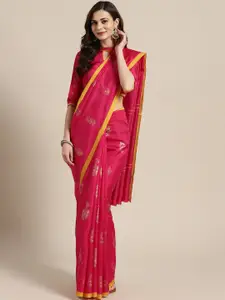 Saree mall Pink & Golden Printed Banarasi Saree