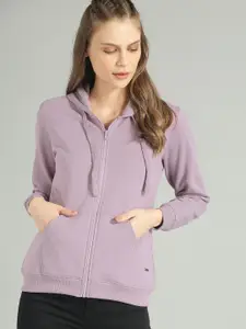 Roadster The Roadster Lifestyle Co Women Lavender Solid Hooded Sweatshirt